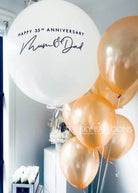 Colorful Happy Birthday Balloons Set featuring helium-filled latex balloons and personalized birthday balloon with festive decorations
