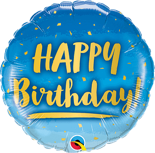 Happy Birthday Blue Gold Foil Balloon
