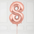40-Inch Rose Gold Number 8 Balloon – Helium Filled with Weight
