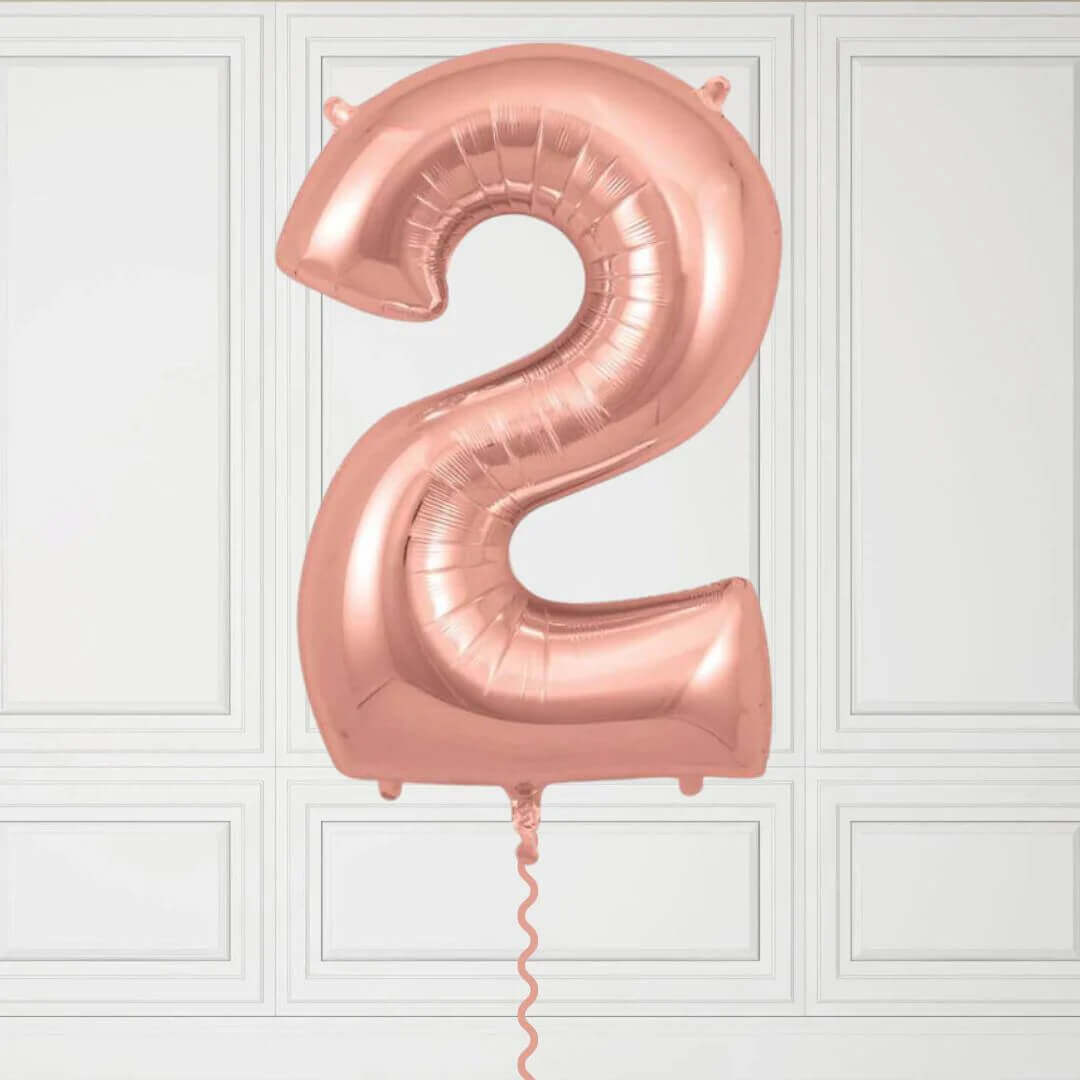 40-Inch Rose Gold Number 2 Balloon – Helium Filled with Weight