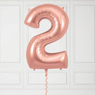 40-Inch Rose Gold Number 2 Balloon – Helium Filled with Weight