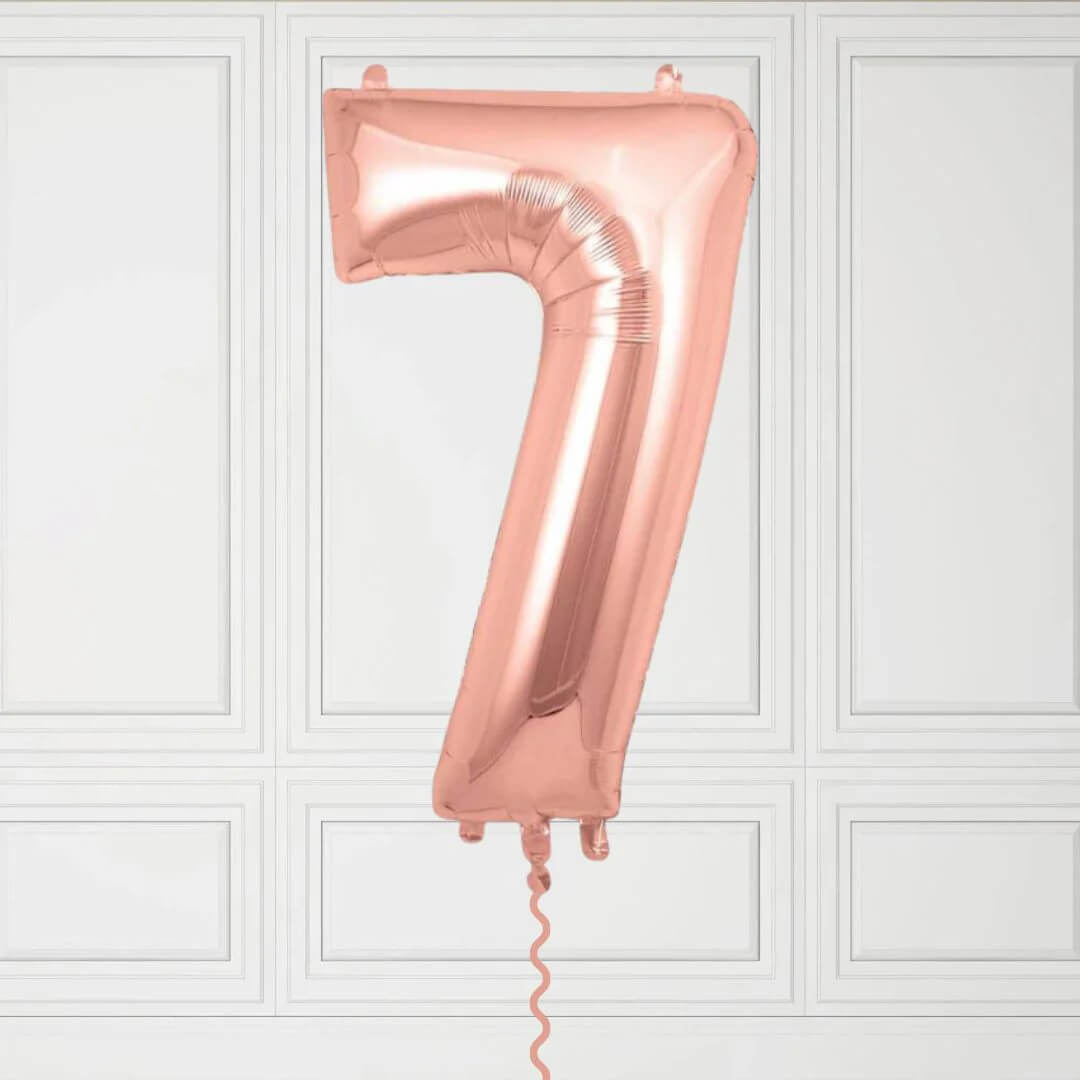 40-Inch Rose Gold Number 7 Balloon – Helium Filled with Weight
