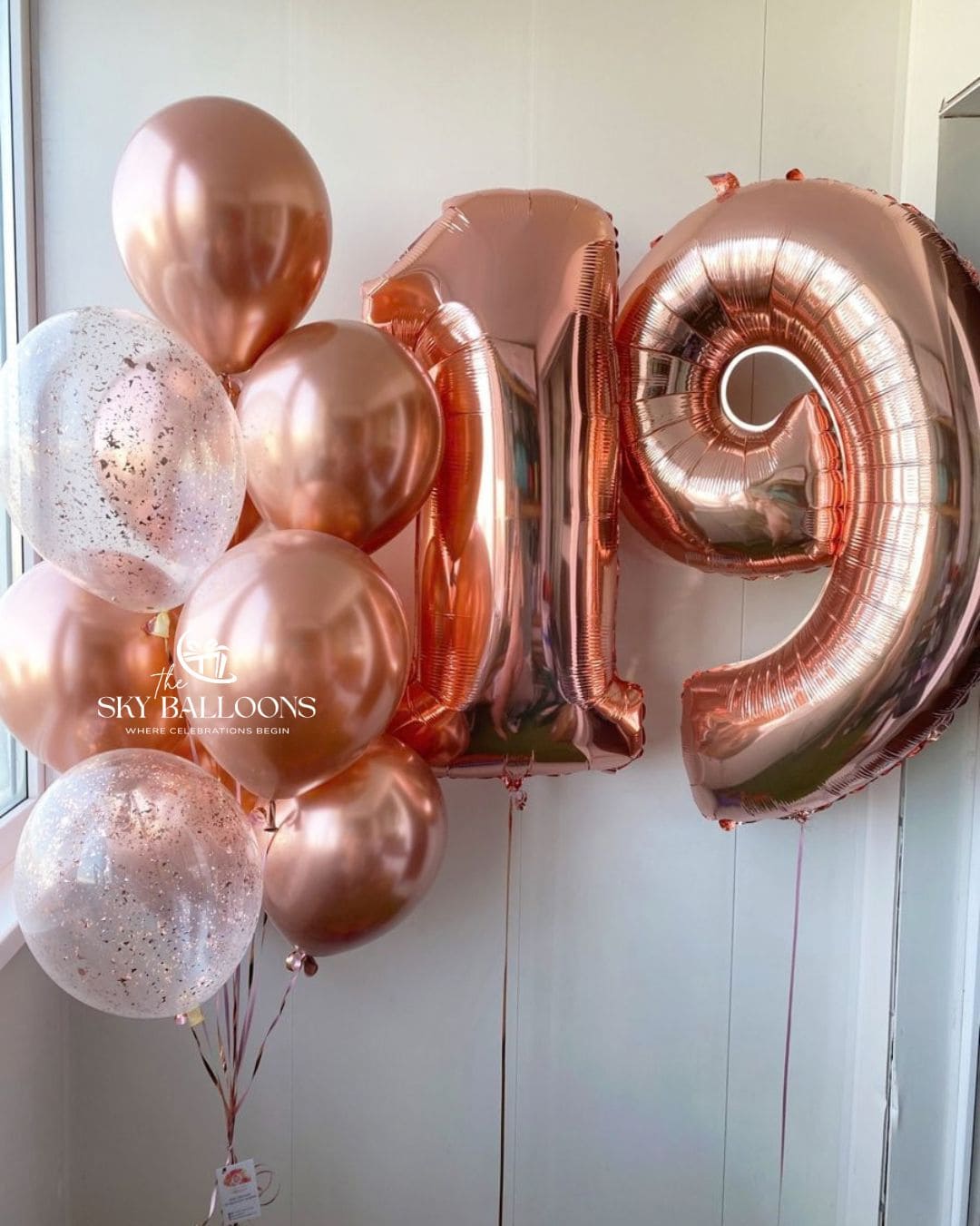 Shimmering Rose Gold Celebration Balloons
