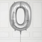 40-Inch Silver Number 0 Balloon – Helium Filled with Weight
