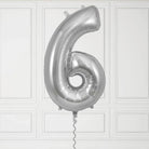 40-Inch Silver Number 6 Balloon – Helium Filled with Weight