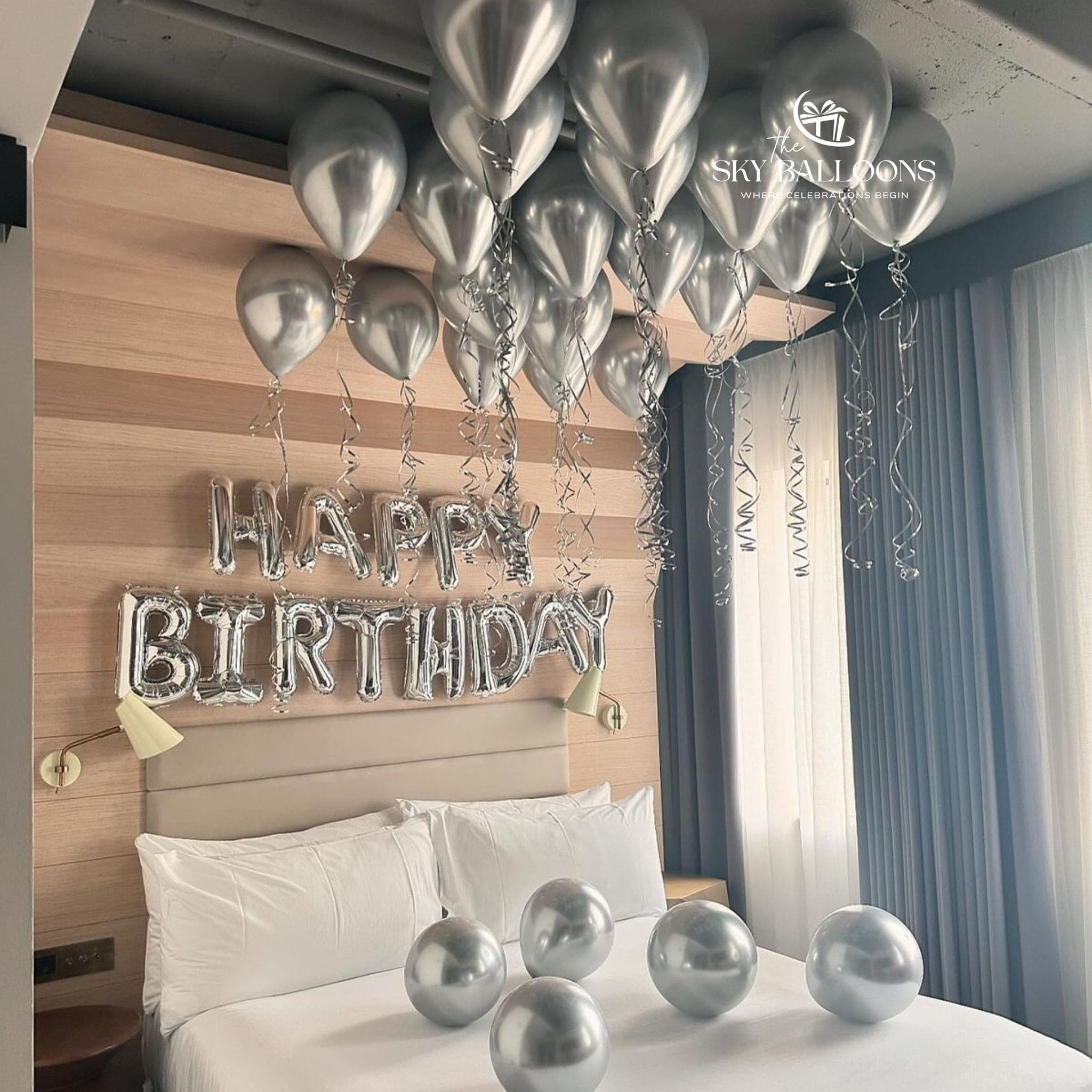 Silver Happy Birthday Balloon Package