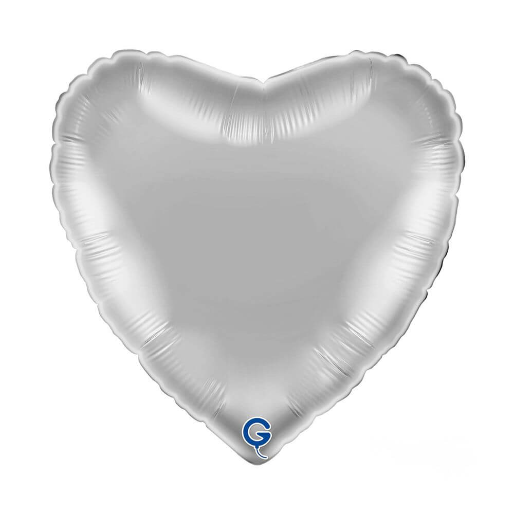 Silver Satin Heart Foil Balloon