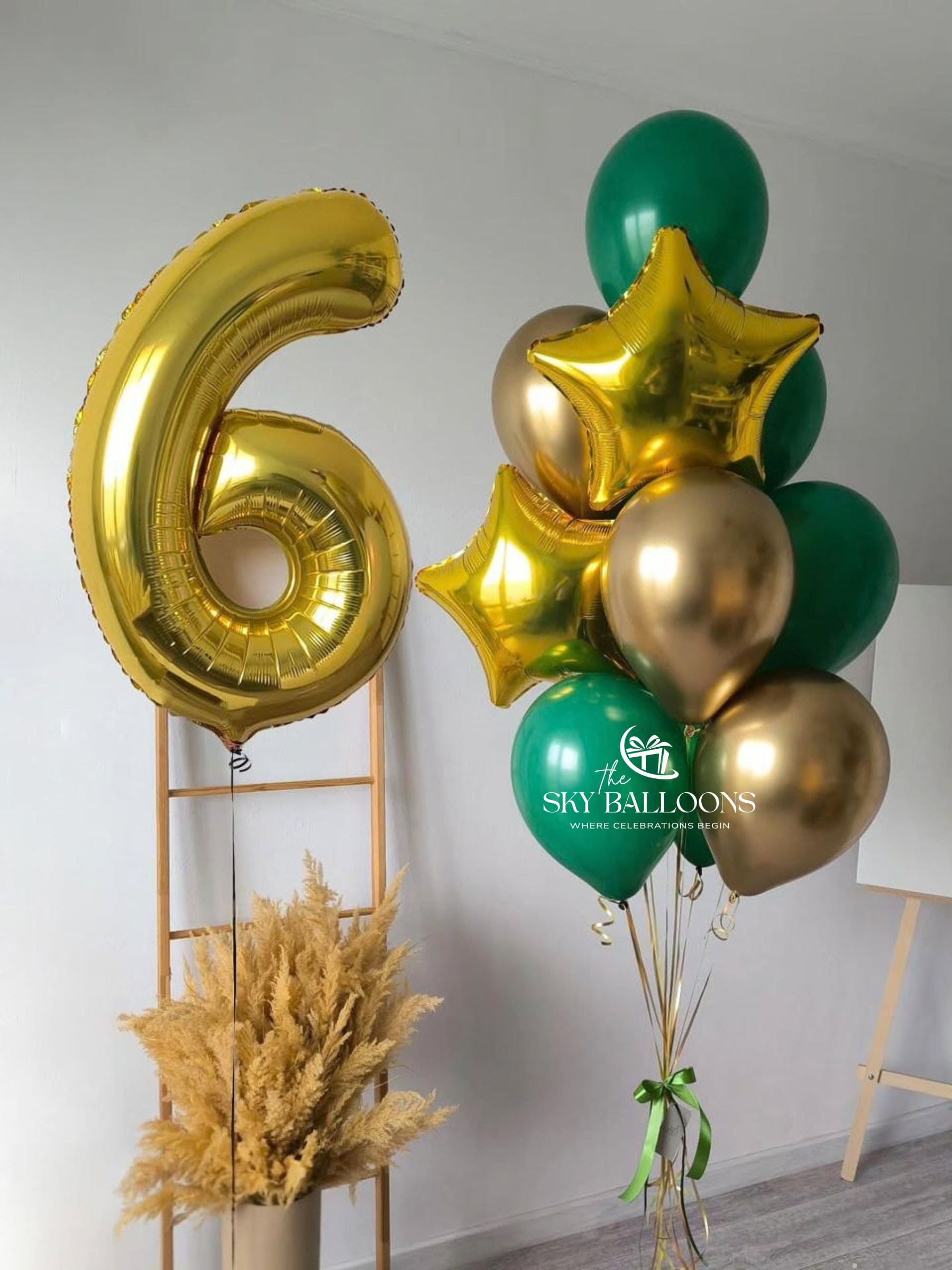 Gold Number & Star Balloon Bouquet