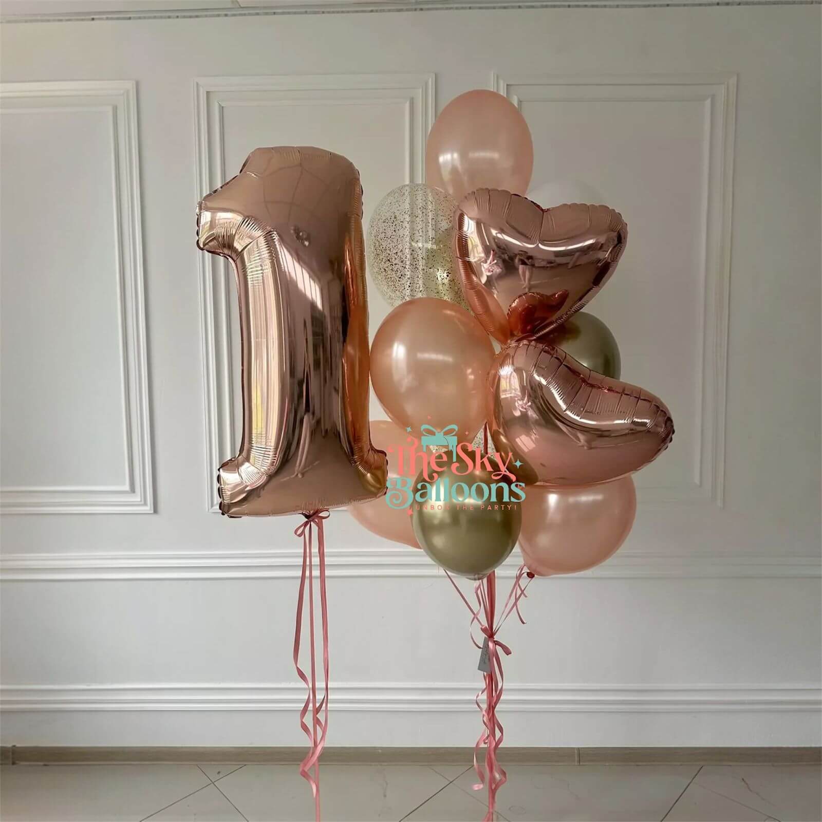 Rose Gold Number Balloon Bouquet