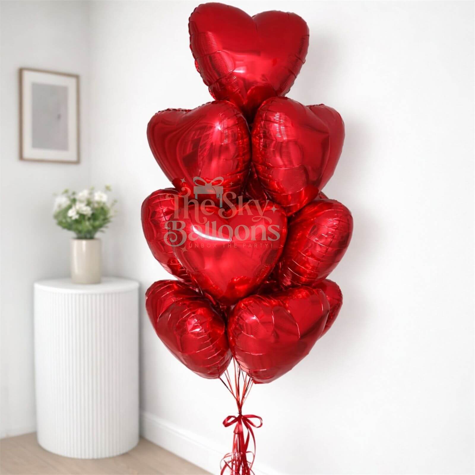 Red Heart Foil Balloon Bouquet