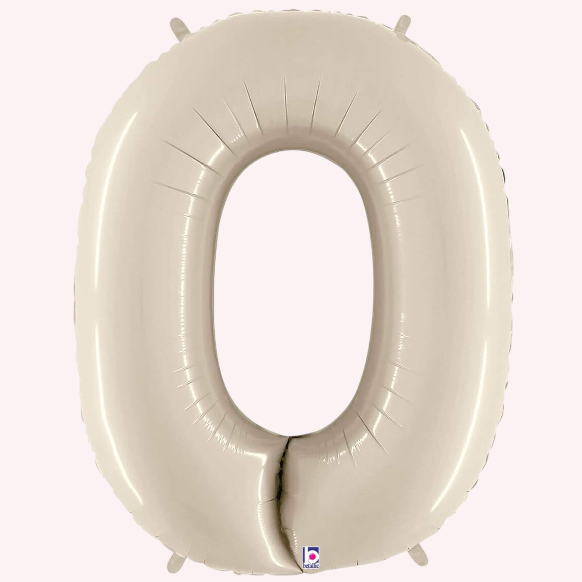 Beige number 0 balloon on a white background