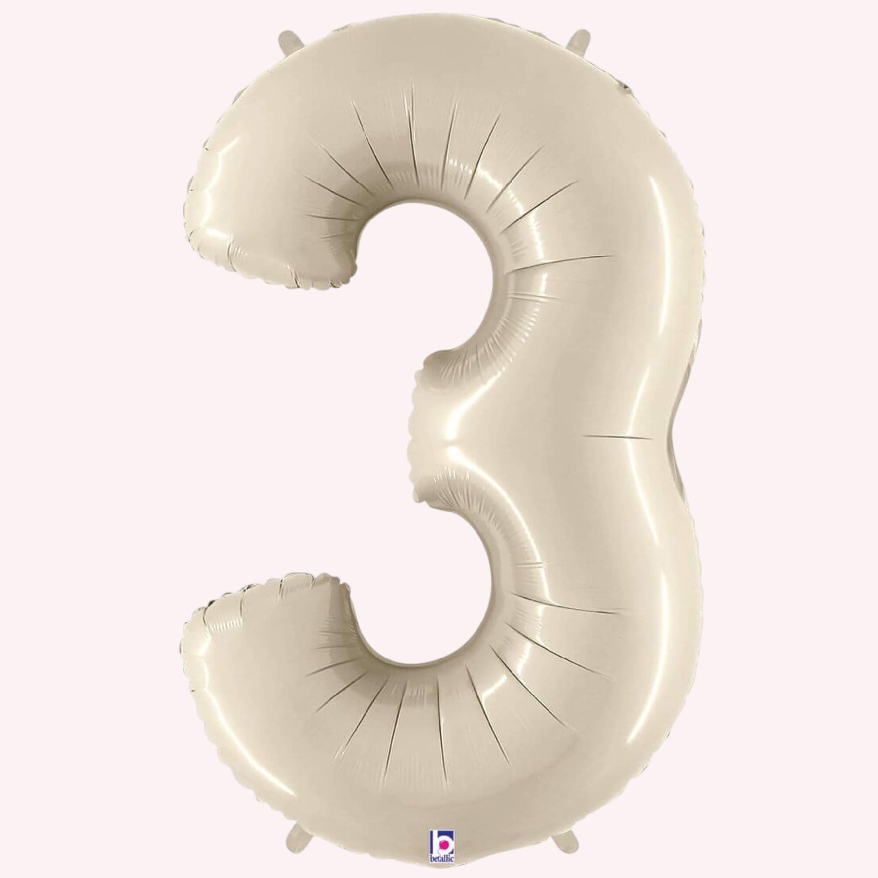 Beige number 3 balloon on a white background