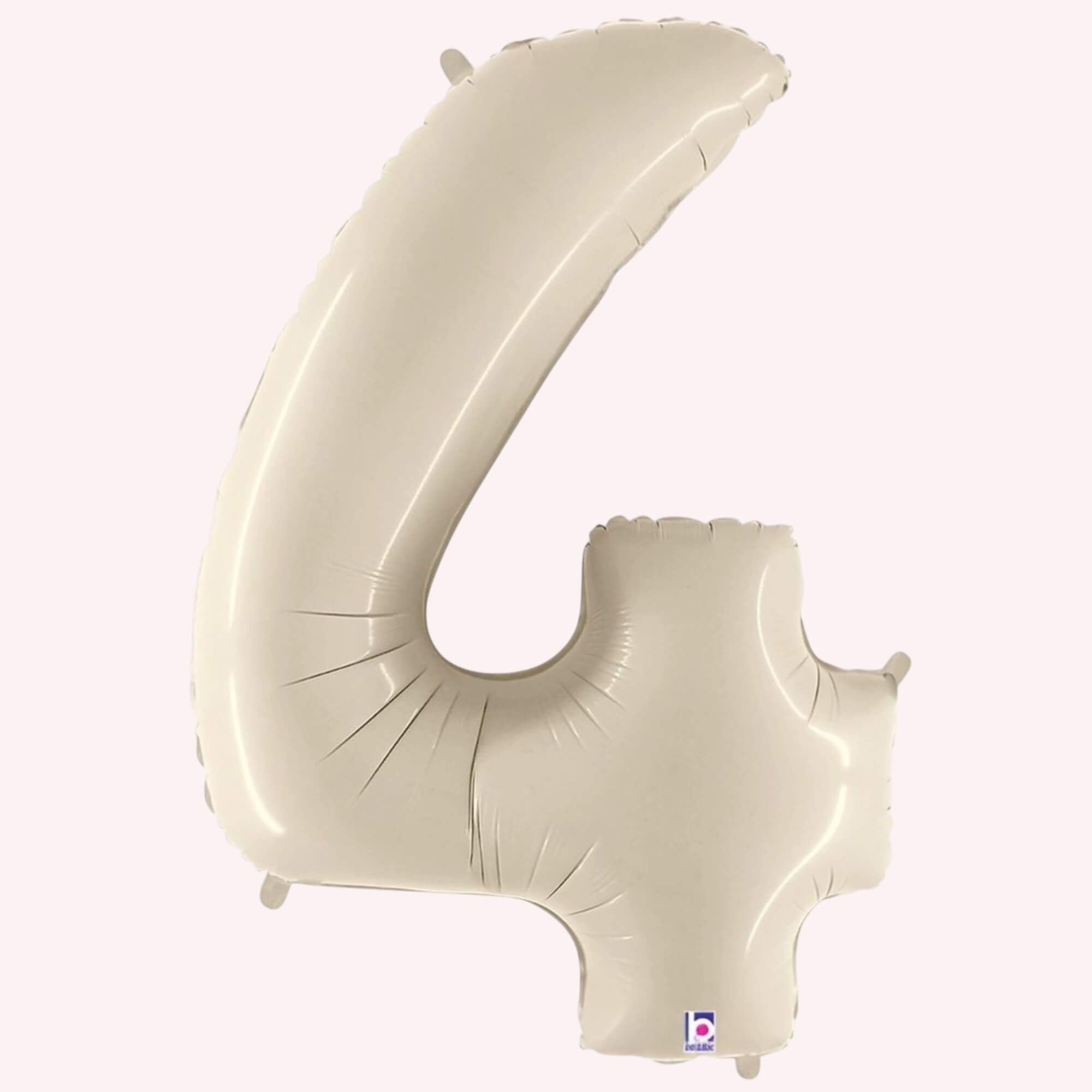 Beige number 4 balloon on a white background