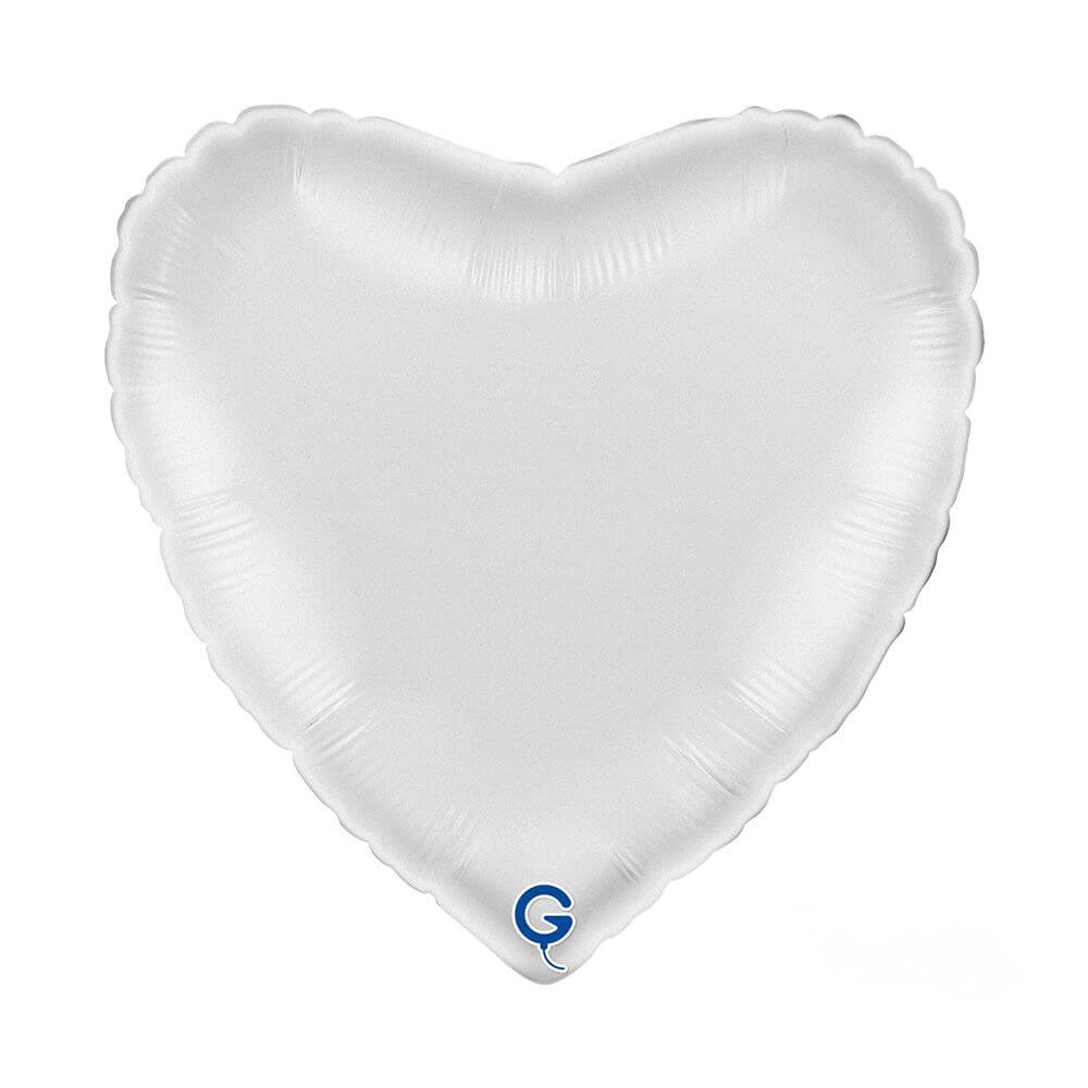 White Satin Heart Foil Balloon