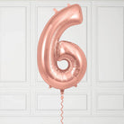 40-Inch Rose Gold Number 6 Balloon – Helium Filled with Weight