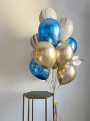 Gold & Blue Balloons Bouquet